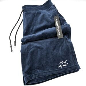 Karl Lagerfeld Men’s Navy Blue Lounge Shorts with Embroidered Name
